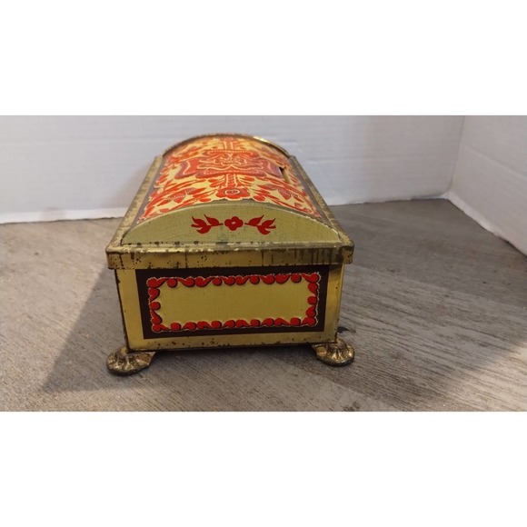 Vintage Fricke and Nacke Embossed Red & Gold Tin/Coin Bank, Western Germany - Picture 3 of 8